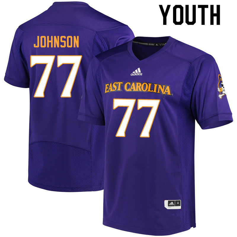 Youth #77 Jordan Johnson ECU Pirates College Football Jerseys Sale-Purple